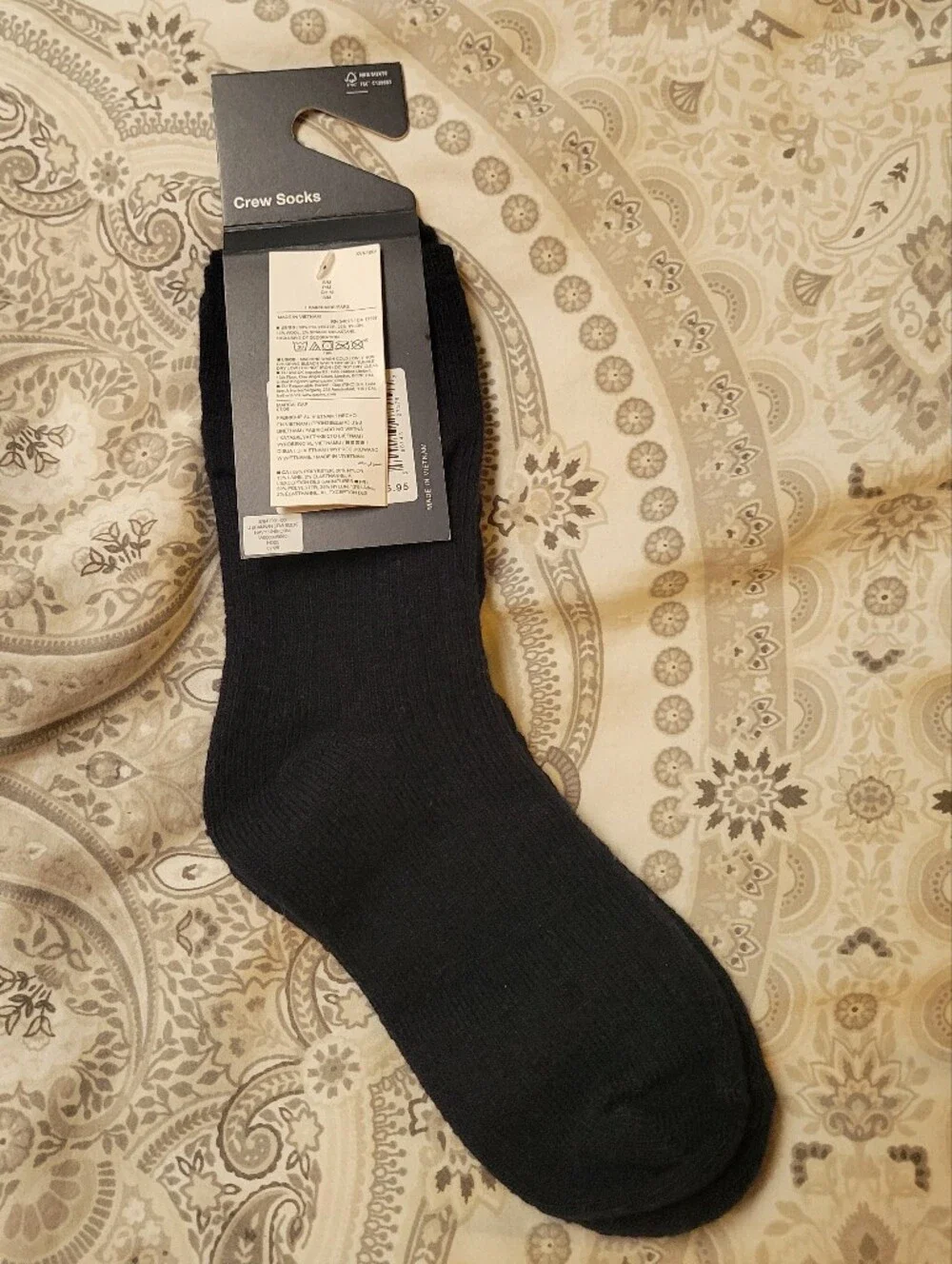 GAP KIDS Crew Socks Embroidered Brannan Bear Navy 1 PAIR - S/M Shoe Sizes 10-12